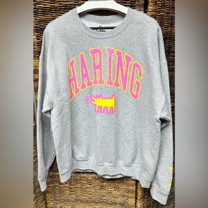Keith Haring Gray Sweatshirt with Graphic- XLarge